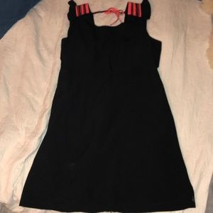 Black scotch and soda dress w/ pink & red detail